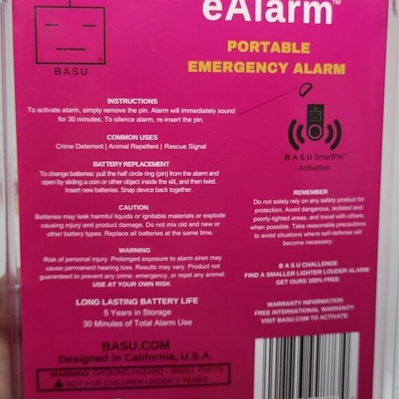 NEW Alarm BASU purple keyring portable emergency alarm NWT - Picture 4 of 5